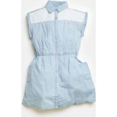 Dresses U.S. Polo Assn. Girls Woven Dress With Eyelet Detail - Light Blue