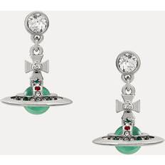 Vivienne Westwood New Petite Orb Earrings - Silver/Mint Green Cubic Zirconia
