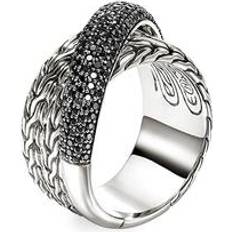 John Hardy Women's JH Essentials Sterling Silver & Black Sapphire Wide Crossover Ring Silver