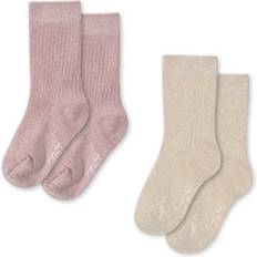 Konges Sløjd Rib Glitter Socks - Rose/Off White