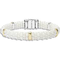 Lagos White Caviar Ceramic and 18K Gold 5-Station Bracelet (Medium)