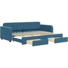 vidaXL Daybed Med Udtræk Og Skuffer 80x200 cm Stof Blå