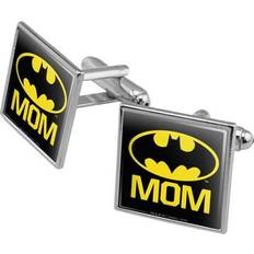 Cufflinks Graphics and More Batman Bat Mom Shield Logo Square Cufflink Set Silver or Gold