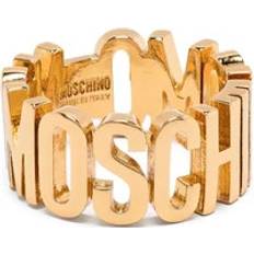 Moschino Rings, female, Yellow, Golden Logo Detail Brass Jewelry