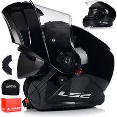 Klapphelm LS2 Motorradhelm klapphelm ff908 strobe ii helm flip up rollerhelm xs-3xl Schwarz