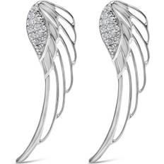 Jewelry Haus of Brilliance 14K White Gold 1/4 Cttw Lab Grown Diamond Angel Wing Stud Earrings (F-G Color, VS1-VS2 Clarity)