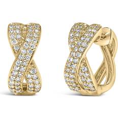 Jewelry Haus of Brilliance 14K Yellow Gold 1/3 Cttw Diamond Criss Cross Huggie Hoop Earrings (G-H Color, SI2-I1 Clarity)