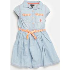 Dresses U.S. Polo Assn. Girls Toddler Denim Pleated Dress - Light Blue