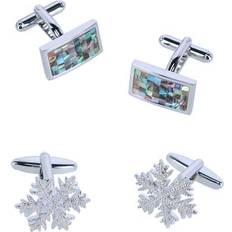 Jewelry Trafalgar Cufflink Holiday Pack Snowflake and Mother of Pearl Set Silver one