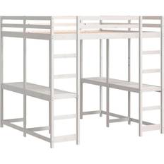 vidaXL Hochbett mit Schreibtisch 160x200 cm Weiß Bettrahmen