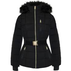 Gold - Women Coats Michael Kors Scuba Stretch Belted Active Coat - Black