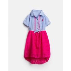 Dresses U.S. Polo Assn. Girls Dress With Stripes And Lace - Neon Pink