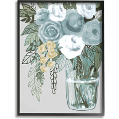 Wall Decorations Stupell Industries Simple Flower Bouquet Arrangement Vase 14.0 H x 11.0 W x 1.5 D Framed Art 11x14"