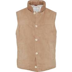 5XL Vests Brunello Cucinelli Padded Leather Gilet - Neutrals