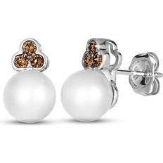 Beige - White Gold Earrings Le Vian Cultured Pearl Earrings 1/5 ct tw Diamonds 14K Vanilla Gold (one size)