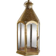 Krystal Fyrfadsstager Home ESPRIT Gylden Metal Krystal 23 x 23 x 48 cm Fyrfadsstage