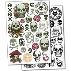 Body Makeup Sniggle Sloth Spooky Human Skulls Water Resistant Temporary Tattoo Set Fake Body Art Collection Color