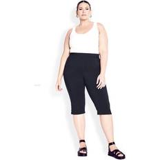 Avenue Pants Avenue Plus Size Gracie Eyelet Capri - Black