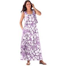 Woman Within Midi Dresses Woman Within Plus Size Layered Popover Maxi Dress - Pretty Violet Floral