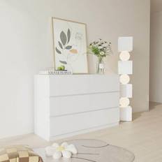 White 6 drawers Home Source Lugano 6 Drawers White Chest of Drawer