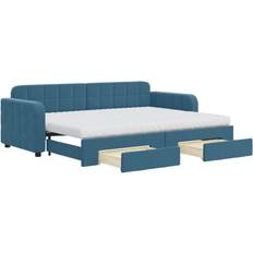 vidaXL Daybed Med Udtræk Og Skuffer 80x200 cm Stof Blå