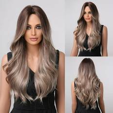 Hair Products Yosicl Ombre Long Wavy Lace Wig A3