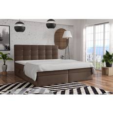 220cm Letti Continentali Schlafzimmerbett Basilio 160x200 cm Stoff Fresh Braun Boxspringbett