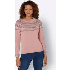 Rose Gold - Women Jumpers Heine Round Neck Norwegian Pattered Jumper - Rose
