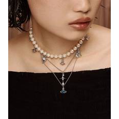 Vivienne Westwood Women Necklaces Vivienne Westwood Anglo Pearl Necklace Silver Swarovski Pearls Women