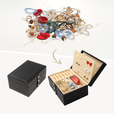Unique Bargains Layer Jewelry Box for Women Girls Birthday Gifts, PU Leather Jewelry Organizer Case Storage Display for Earring Necklace Black (16.5x11.5x8cm)