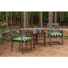 Chair Cushions Sunbrella 20 Inch Square Stripe Seat Pad 20 x 20 in Set of 2 Chair Cushions Green (50.8x50.8cm)
