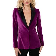 Purple - Women Blazers Macey Velvet Blazer - Bright Boysenberry/Black