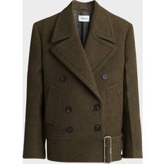 Ferragamo Women Outerwear Ferragamo Oversize Wool Coat with Fixed Hip Belt - Olive