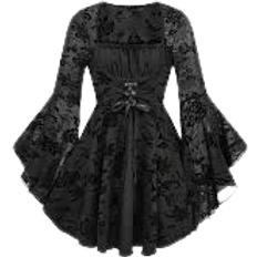 Shein ROMWE Goth Women Plus Size Vintage Goth Style Bodycon Waistband Design Midi Dress with Double Cotton