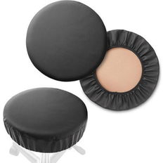 Textiles Saloniture Round Stool Seat 2-Pack 13-1/2 Inch Loose Chair Cover Black