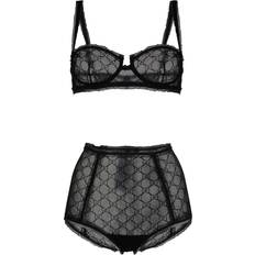 Gucci Bras Gucci Monogram Embroidered Mesh Bra - Black