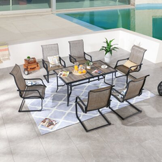 Steel Patio Dining Sets Canora Grey 7-Piece Outdoor 63.0 W x 35.4 D Patio Dining Set