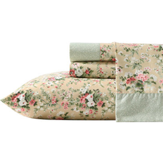 Laura Ashley Cotton Printed Hem Set Full Bed Sheet Brown (243.8x205.7cm)