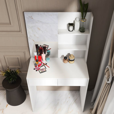 Ebern Designs White Dressing Tables Ebern Designs 55 Inch Tall Makeup Vanity Desk Dressing Table