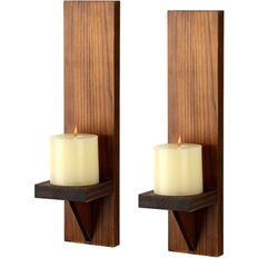 Wood Wall Lamps Millwood Pines Rustic Mount Candle Sconces Set of 2 15 H x 3.5 W x 4.3 D Wall Light