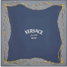 Versace Women Scarfs Versace Logo Print Silk Scarf - Blue