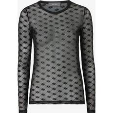 Mos Mosh Överdelar Mos Mosh MMLoretta Velvet Mesh Blouse - Black