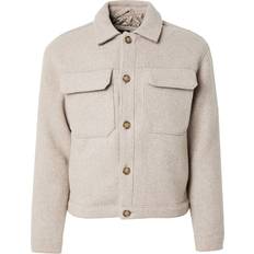 Abercrombie & Fitch Outerwear Abercrombie & Fitch Cropped Dressy Twill Wool Blend Trucker Tan-Brown