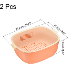 Orange Colanders Unique Bargains Bowl Strainers Set of 2 27.5 x 21.5 x 10.5 cm Colander