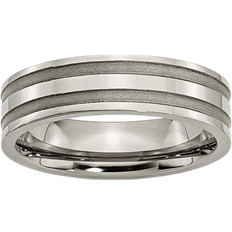 Wedding Rings Chisel Grooved Brushed Band - Titanium