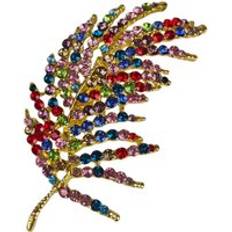 Multicoloured - Women Brooches Paulo Due Feather Brooch Pin - Diamante