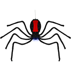 Party Decorations Abseiling Widow Fringed Spider with Glowing Eyes Black/Red