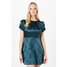 Oasis Petite Jacquard Satin Drop Hem Mini Dress - Green