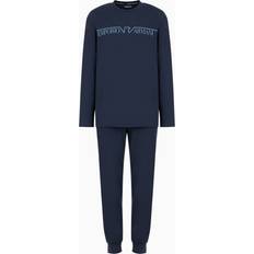 Bleu Pyjamas Emporio Armani Stretch Cotton Long Pyjama Set - Navy