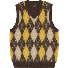 Marron Gilets Beams Plus Argyle Vest Mohair - Brown